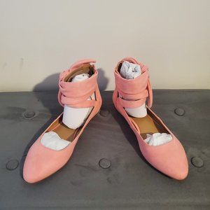 Wms. Sz. 9W Pink Ankle Wrap Ballerina Flats
